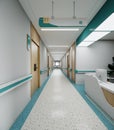Esthetic and clean modern hospital reception and corridor, private clinic or vet waiting room with empty posters and walls. Royalty Free Stock Photo