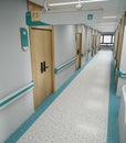 Esthetic and clean modern hospital reception and corridor, private clinic or vet waiting room with empty posters and walls. Royalty Free Stock Photo