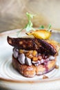 Foie gras with apple and pear chutney on the toast