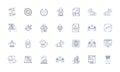 Estimate and measure line icons collection. Assessment, Calculation, Gauge, Quantify, Analyze, Evaluate, Appraise vector
