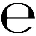 Estimated sign, e mark, e symbol, vector illustration. Royalty Free Stock Photo