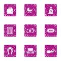 Estimation icons set, grunge style Royalty Free Stock Photo