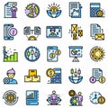 Estimator icons set line color vector Royalty Free Stock Photo