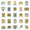 Estimator process icons set vector color line Royalty Free Stock Photo