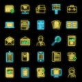 Estimator process icons set vector neon Royalty Free Stock Photo