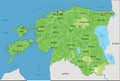 Detailed Estonia physical map with labeling. Royalty Free Stock Photo