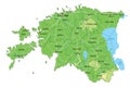 Detailed Estonia physical map with labeling.