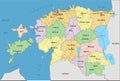 Estonia - detailed editable political map with labeling.