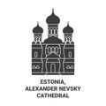 Estonia, Alexander Nevsky Cathedral travel landmark vector illustration