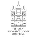 Estonia, Alexander Nevsky Cathedral travel landmark vector illustration