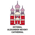 Estonia, Alexander Nevsky Cathedral travel landmark vector illustration Royalty Free Stock Photo