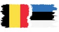 Estonia and Belgium grunge flags connection vector