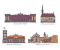 Estonia building landmarks. Castle or palace set