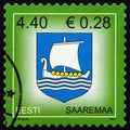 ESTONIA - CIRCA 2007: A stamp printed in Estonia from the `Arms of Estonia` issue shows Arms of Saaremaa, circa 2007.
