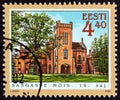 ESTONIA - CIRCA 2002: A stamp printed in Estonia from the `Manor Halls` issue shows Sangaste Hall, circa 2002.