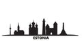 Estonia city skyline isolated vector illustration. Estonia travel black cityscape