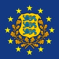 Estonia coat of arms on the European Union flag