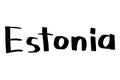 Estonia - country name simple lettering. Black ink word drawing. Doodle lettering about touristic places. Travelling design