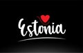 Estonia country text typography logo icon design on black background