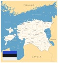 Estonia - detailed map with administrative divisions and country flag