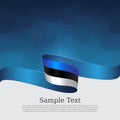 Estonia flag background. Estonian flag wavy ribbon on blue white background. National patriotic poster. Vector tricolor brochure