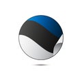 Estonia flag button with shadow on a white background. Vector. Royalty Free Stock Photo