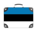 Estonia flag in the form of a travel suitcase on a white background