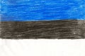 Estonia flag, pencil drawing illustration kid style photo