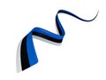 Estonia Flag Ribbon independence day banner 3d illustration. Estonian memorial holiday 24th of February