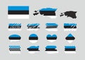 Estonia flag set, simple flags of Estonia. Collection of maps.