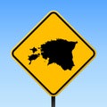 Estonia map on road sign.