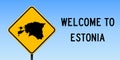 Estonia map on road sign.