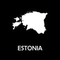 Estonia Map Vector - Blank Map of Estonia Europe Black Silhouette and Outline Eps Vector Isolated on White Royalty Free Stock Photo