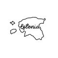 Estonia outline map with the handwritten country name. Continuous line drawing of patriotic home sign