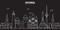 Estonia silhouette skyline. Estonia vector city, estonian linear architecture, buildingline travel illustration