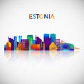 Estonia skyline silhouette in colorful geometric style.