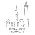 Estonia, Sorve , Lighthouse travel landmark vector illustration