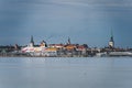 Estonia, Tallinn, July 8, 2023. View of the port and the old town of Tallinn from the sea Royalty Free Stock Photo