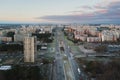 Estonia, Tallinn November 17, 2023. LasnamÃÂ¤e area early in the morning, view from a drone