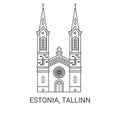 Estonia, Tallinn travel landmark vector illustration