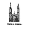 Estonia, Tallinn travel landmark vector illustration Royalty Free Stock Photo