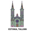 Estonia, Tallinn travel landmark vector illustration