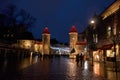 Estonia. Viru Gate in the Old Town of Tallinn at night. January 2, 2018 Royalty Free Stock Photo