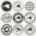 Estonia Travel Stamp Made In Product Stamp Logo Icon Symbol Design Insignia.