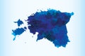 Estonia watercolor map vector illustration of blue color on light background using paint brush in paper page