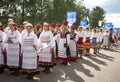 Estonian folk singers and dancers at the song festival grounds in Pirita Royalty Free Stock Photo