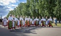 Estonian folk singers and dancers at the song festival grounds in Pirita Royalty Free Stock Photo