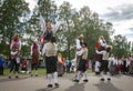 Estonian folk singers and dancers at the song festival grounds in Pirita Royalty Free Stock Photo