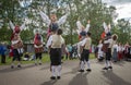 Estonian folk singers and dancers at the song festival grounds in Pirita Royalty Free Stock Photo