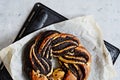 Estonian Kringle. Brioche with poppy and chocolate. Wreath.